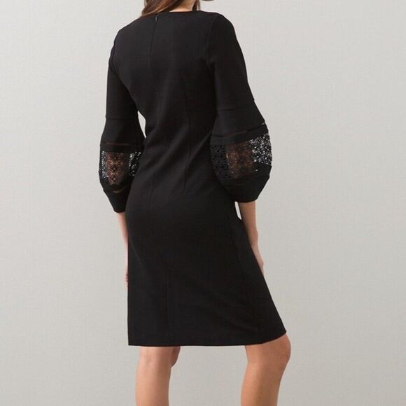 Chico's Womens Eyelet Balloon Sleeve Ponte Dress 0498 - Picture 5 of 10